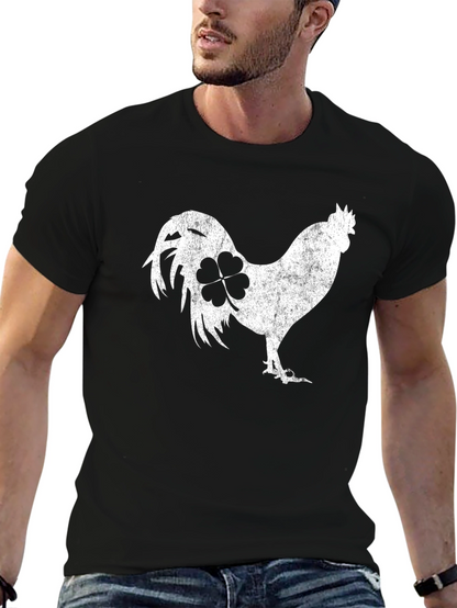 Camiseta Negra Gallo Trébol Suerte