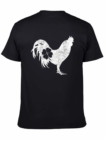 Camiseta Negra Gallo Trébol Suerte