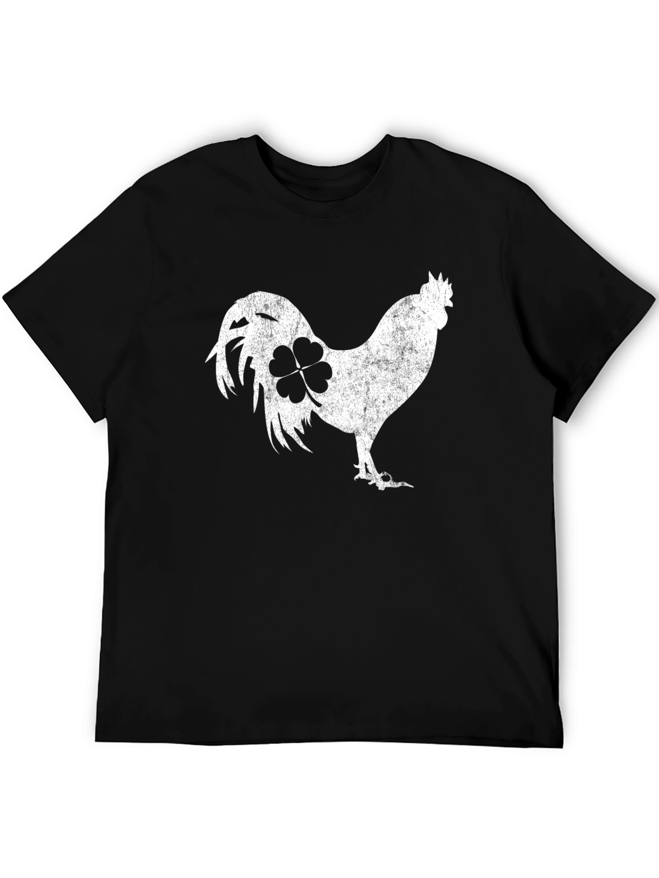 Camiseta Negra Gallo Trébol Suerte