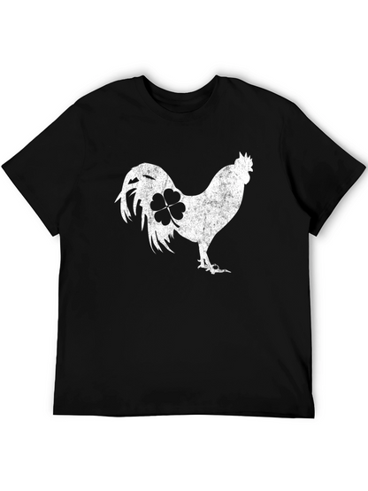 Camiseta Negra Gallo Trébol Suerte