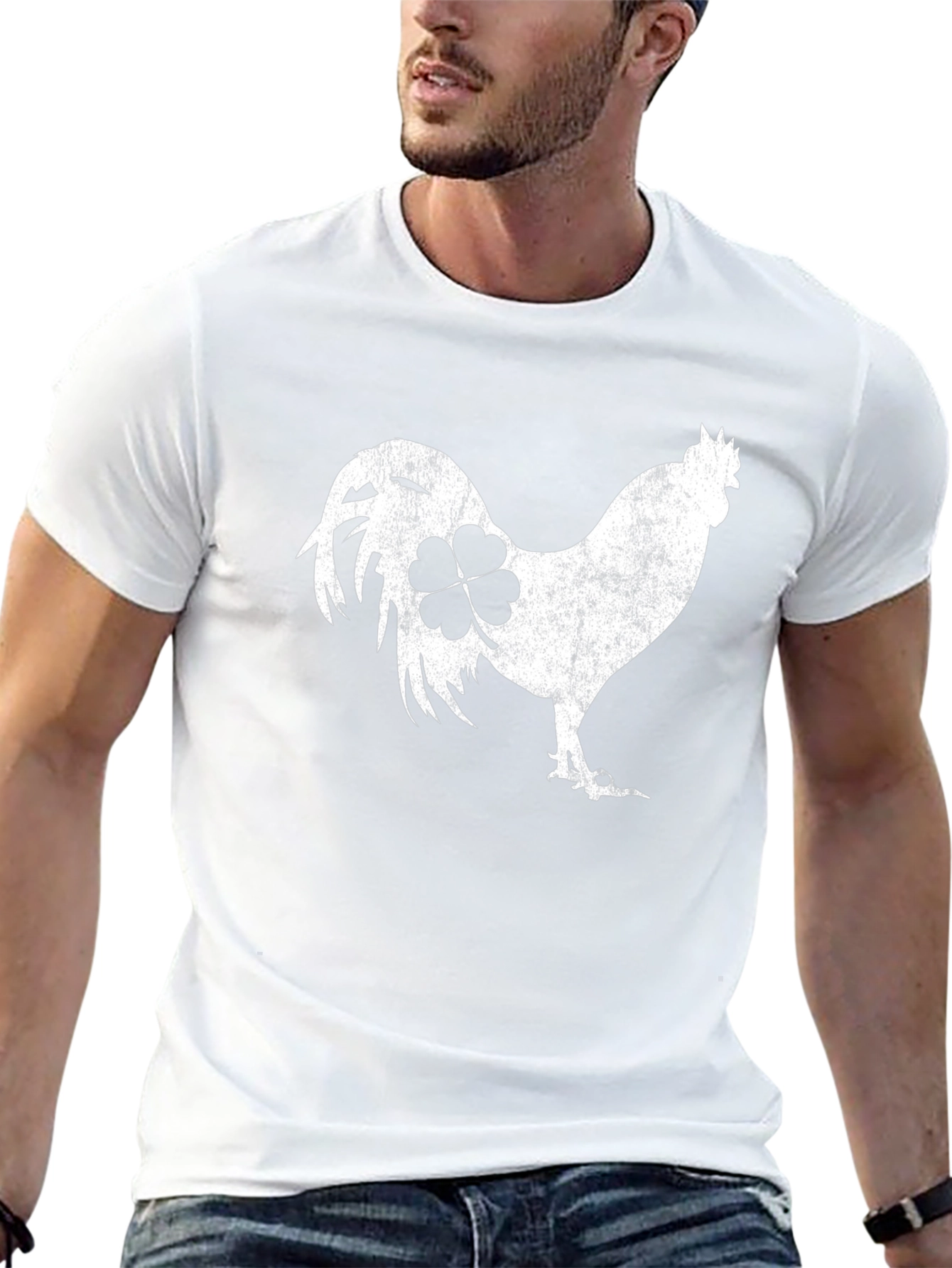 Camiseta Negra Gallo Trébol Suerte
