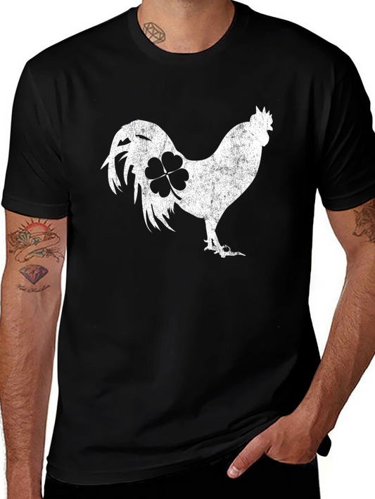 Camiseta Negra Gallo Trébol Suerte