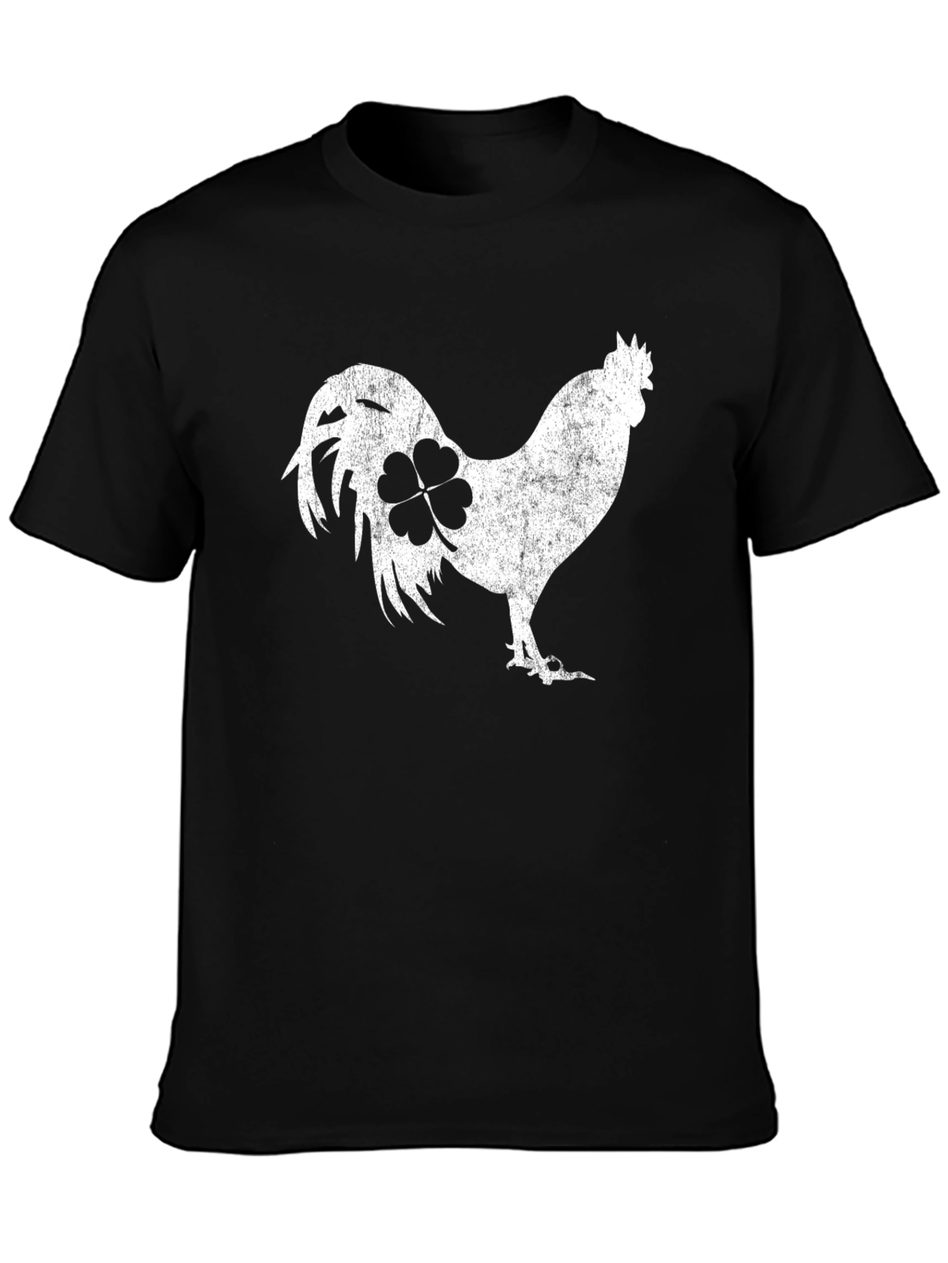 Camiseta Negra Gallo Trébol Suerte