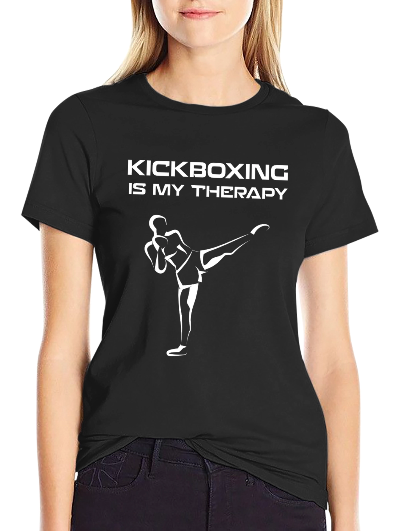 Camiseta Negra: Kickboxing es mi Terapia