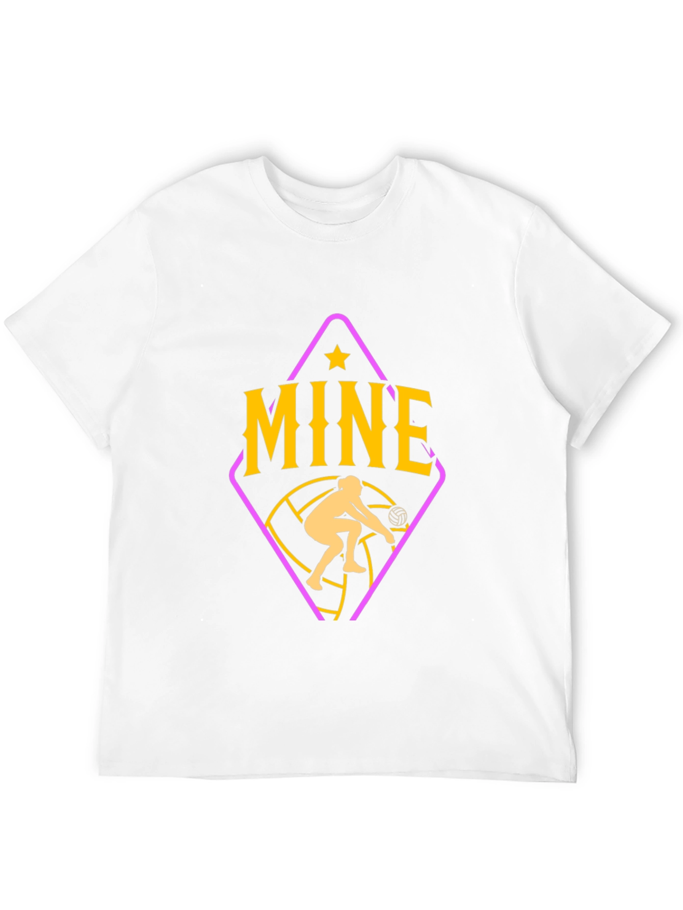 Camiseta Negra con Diseño de Voleibol Mine