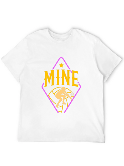 Camiseta Negra con Diseño de Voleibol Mine