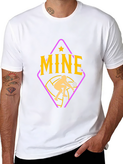 Camiseta Negra con Diseño de Voleibol Mine