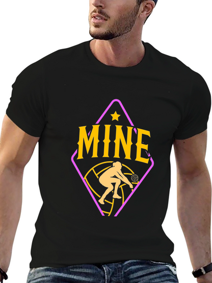 Camiseta Negra con Diseño de Voleibol Mine