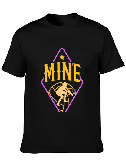 Camiseta Negra con Diseño de Voleibol Mine