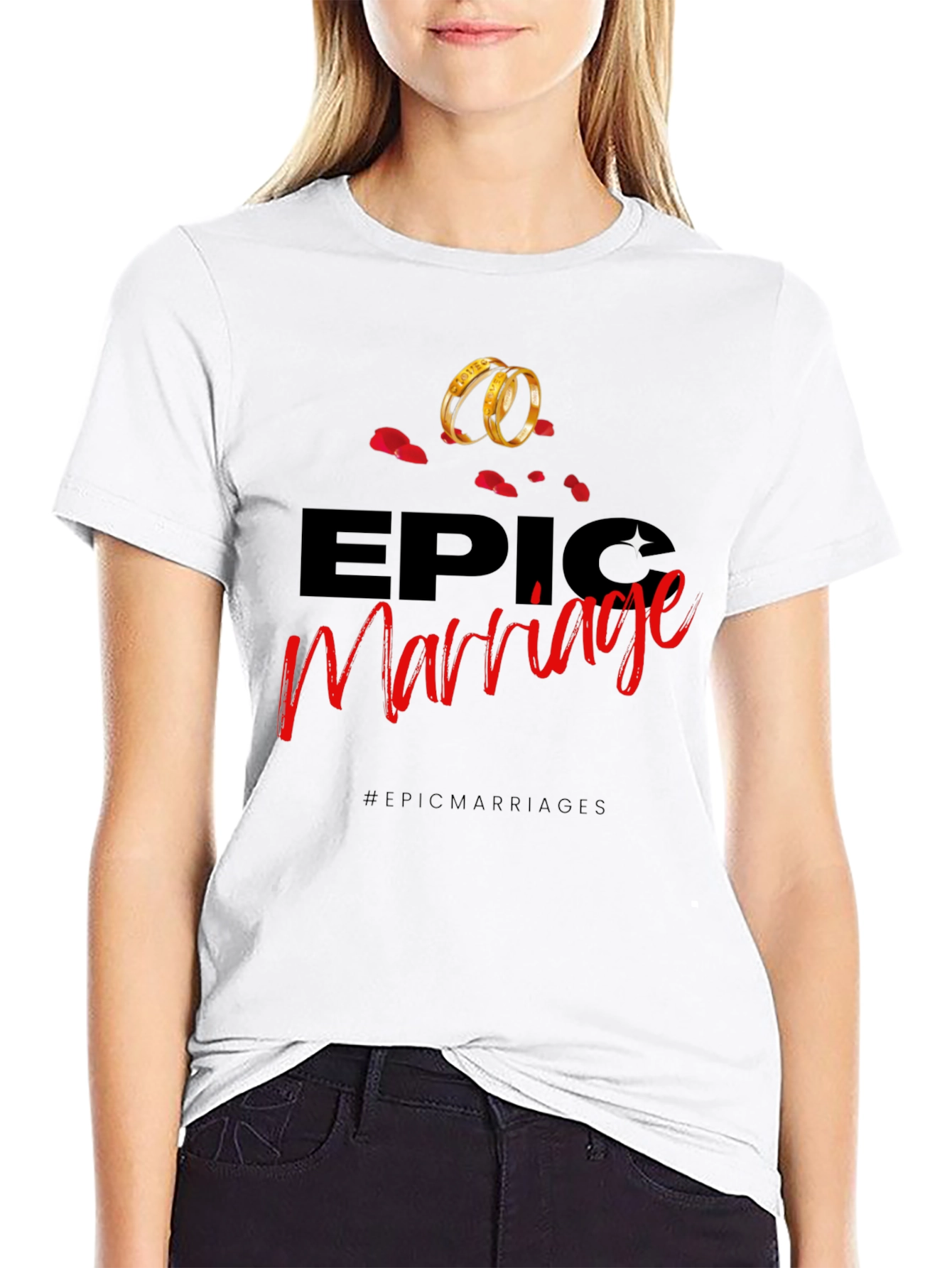 Camiseta Negra con Diseño Epic Marriage
