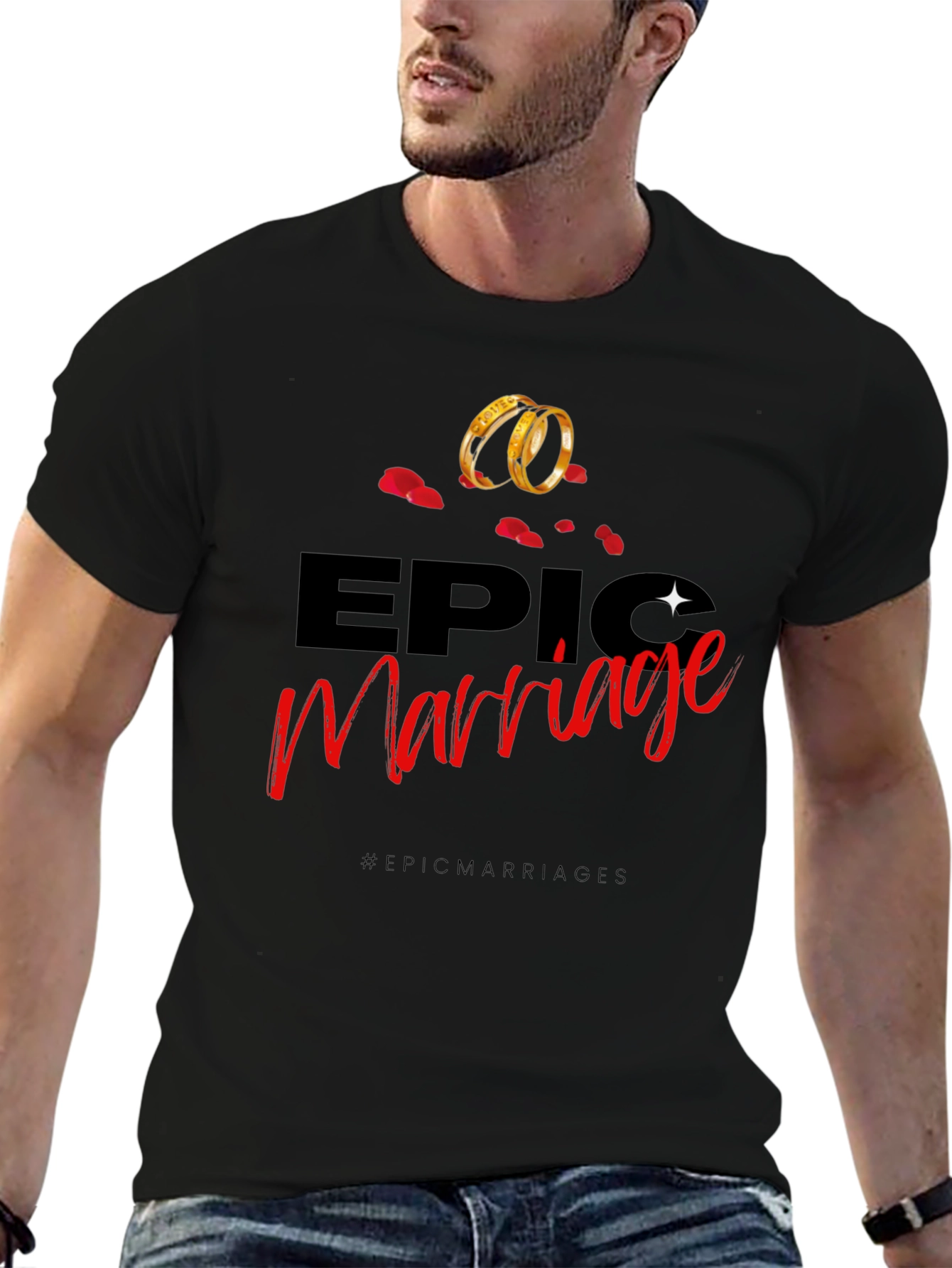 Camiseta Negra con Diseño Epic Marriage