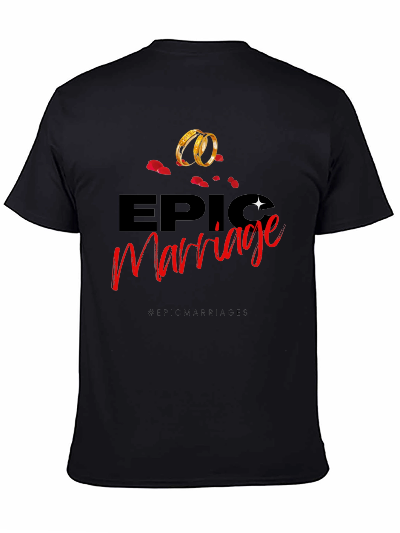 Camiseta Negra con Diseño Epic Marriage