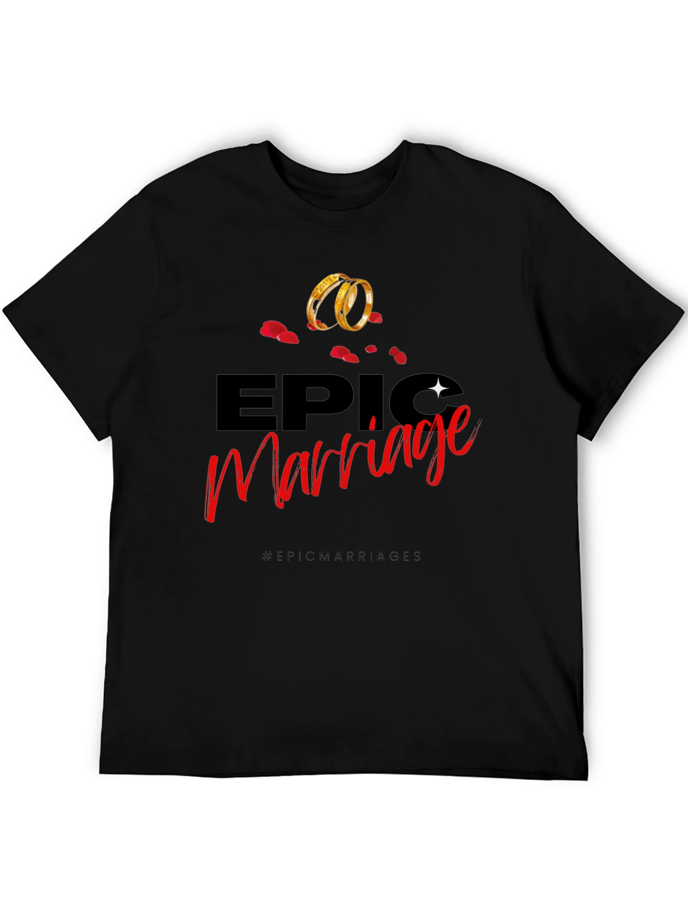 Camiseta Negra con Diseño Epic Marriage