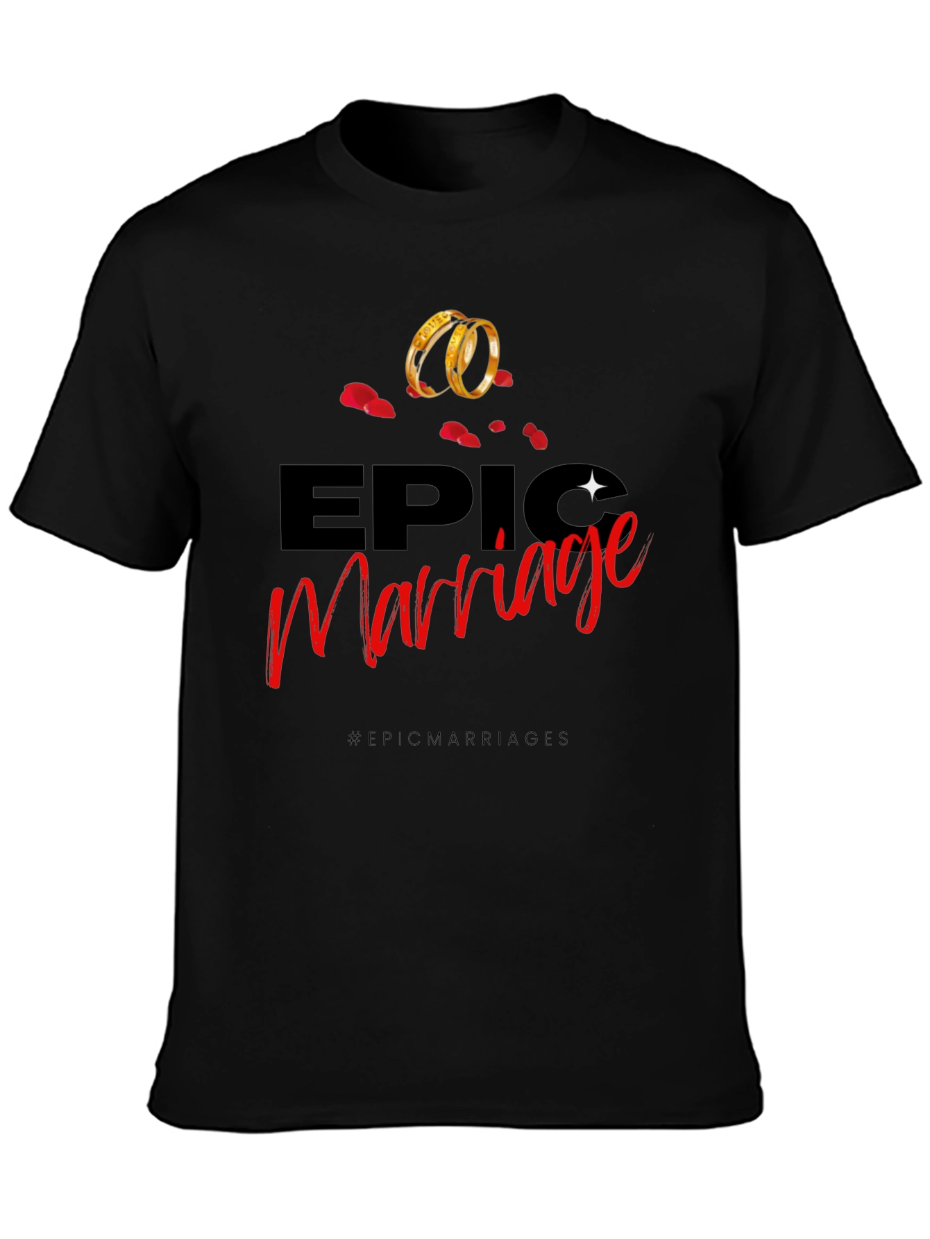 Camiseta Negra con Diseño Epic Marriage