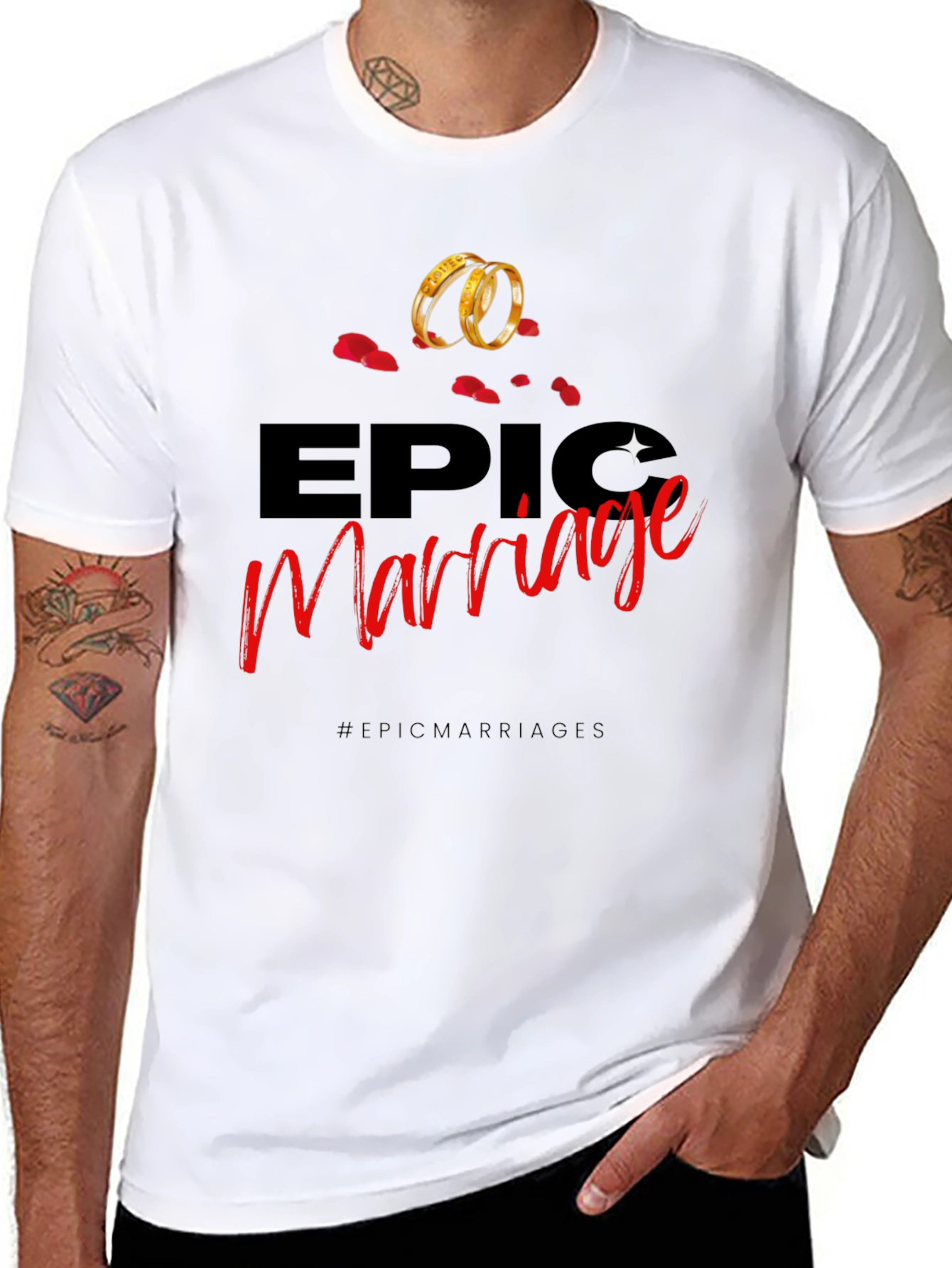 Camiseta Negra con Diseño Epic Marriage