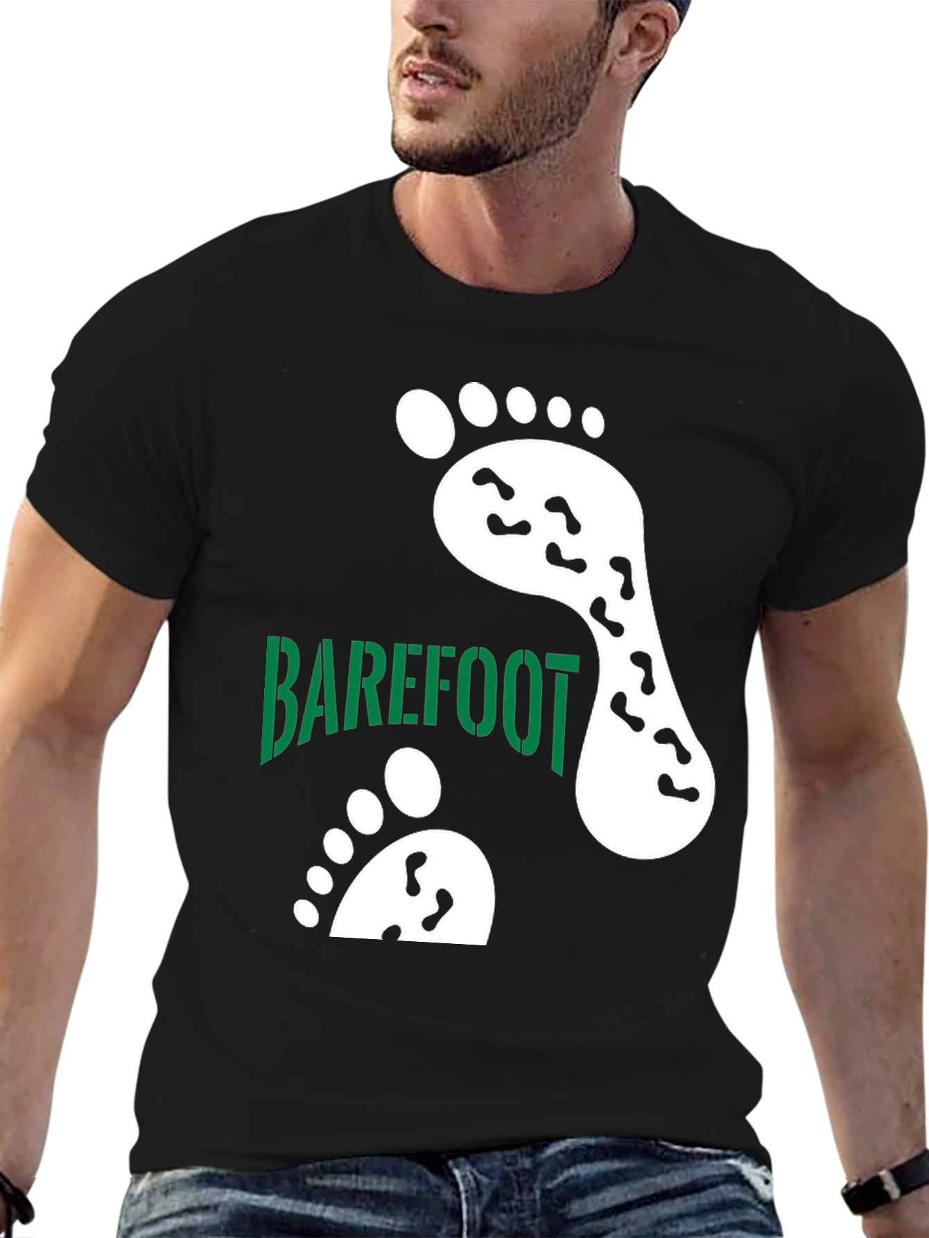 Camiseta Negra Barefoot Estampada