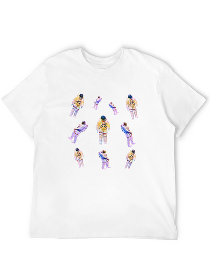 Camiseta Negra con Estampado de Astronautas