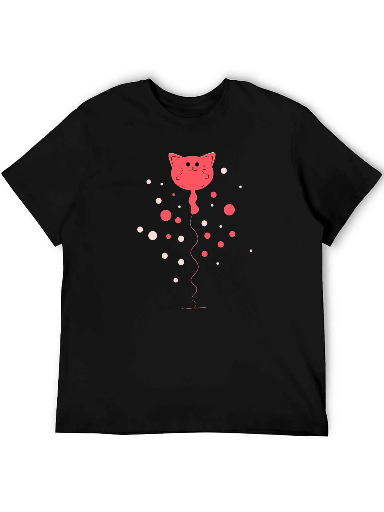 Camiseta Negra con Diseño de Gato Globo