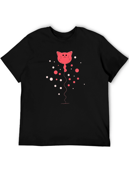 Camiseta Negra con Diseño de Gato Globo