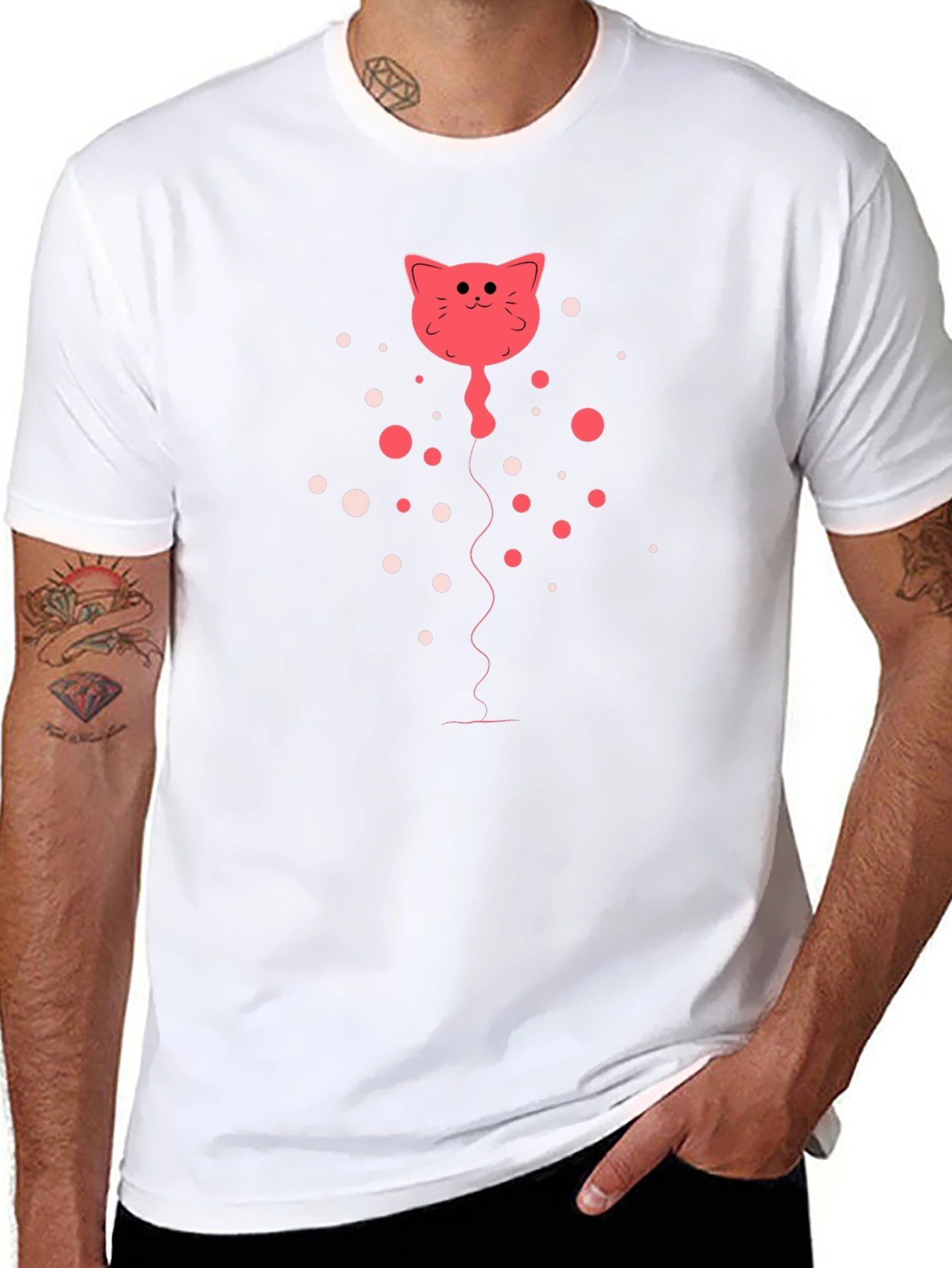 Camiseta Negra con Diseño de Gato Globo