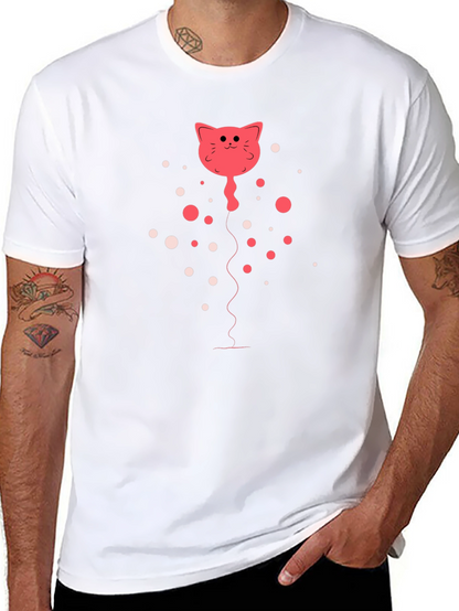 Camiseta Negra con Diseño de Gato Globo