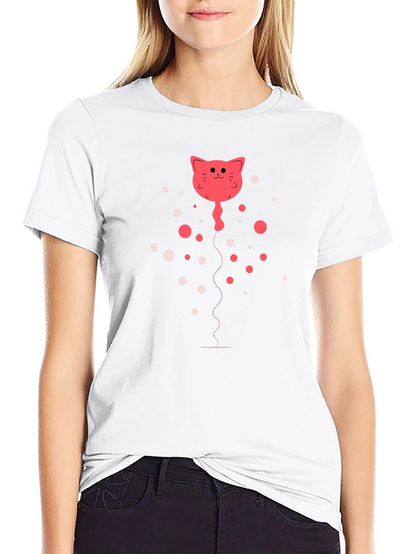 Camiseta Negra con Diseño de Gato Globo