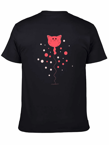 Camiseta Negra con Diseño de Gato Globo