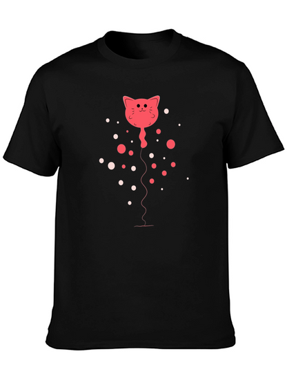 Camiseta Negra con Diseño de Gato Globo