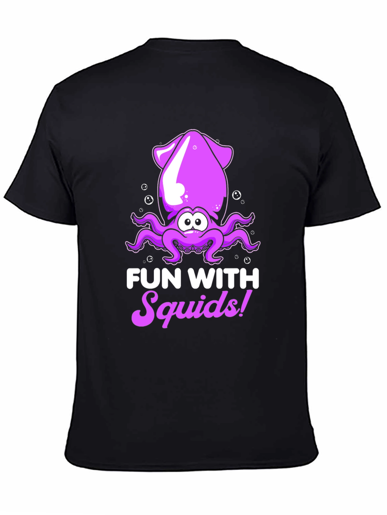 Camiseta Negra Divertida con Diseño de Calamar