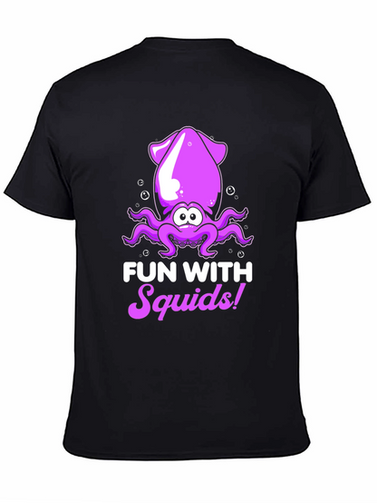 Camiseta Negra Divertida con Diseño de Calamar