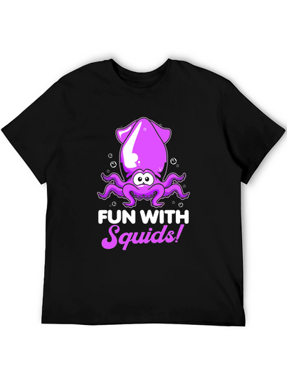 Camiseta Negra Divertida con Diseño de Calamar