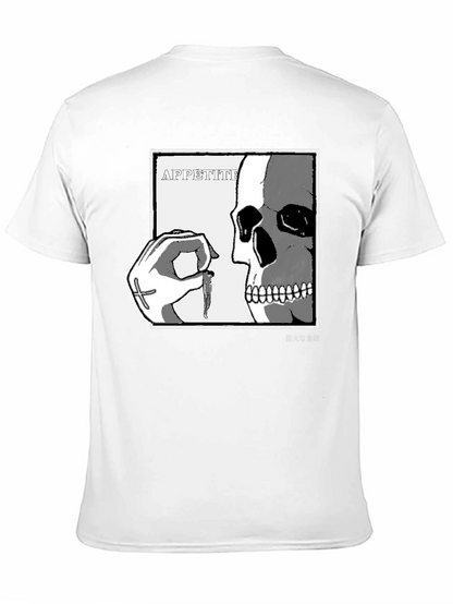 Camiseta Negra con Estampado de Cráneo y Mano