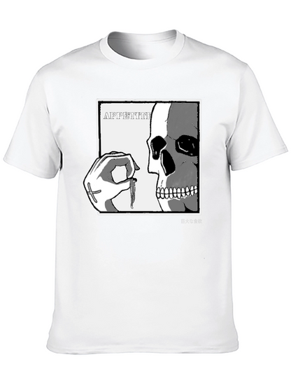 Camiseta Negra con Estampado de Cráneo y Mano