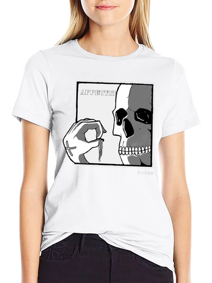 Camiseta Negra con Estampado de Cráneo y Mano