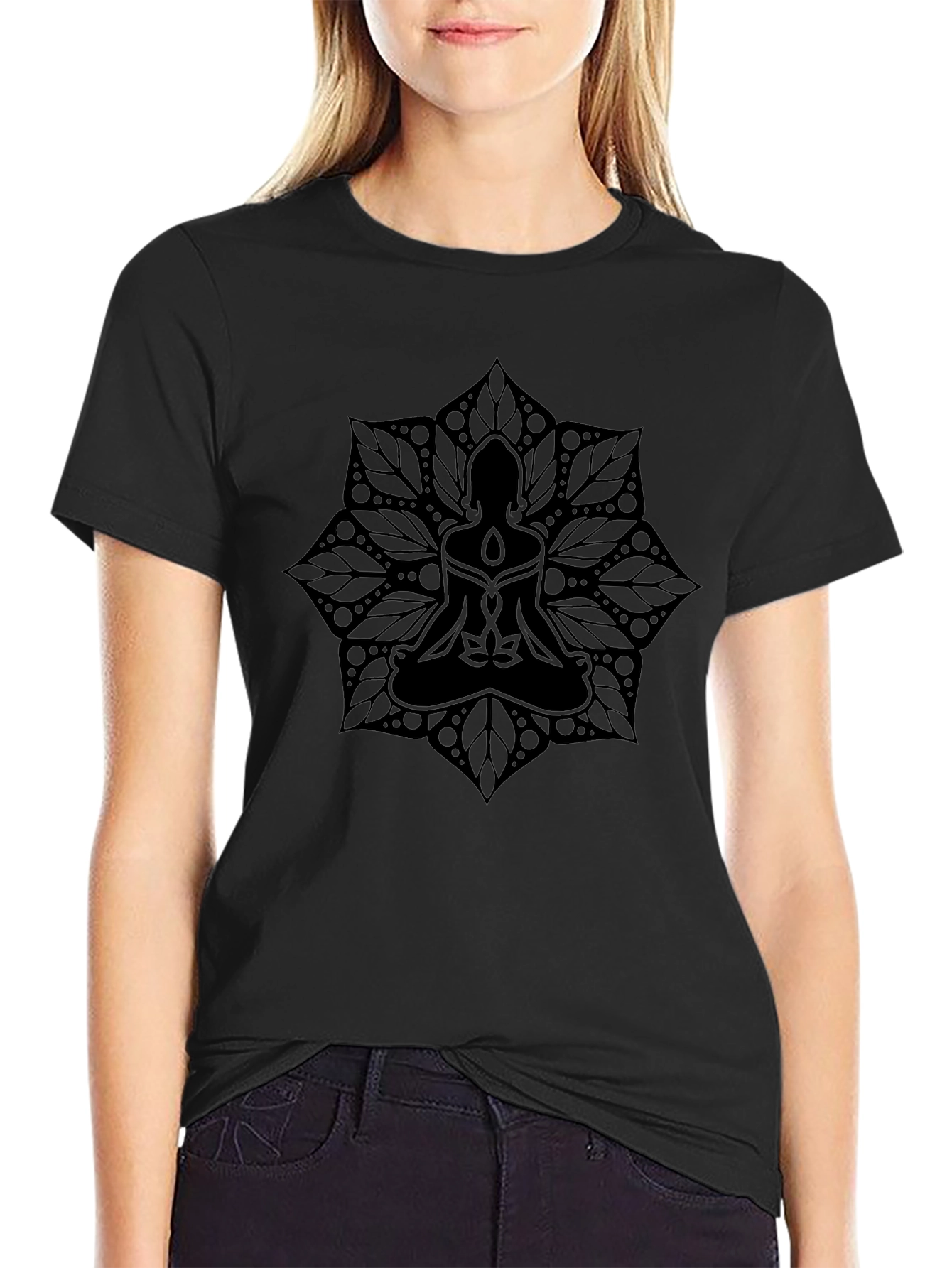 Camiseta Negra Mandala Yoga Meditación