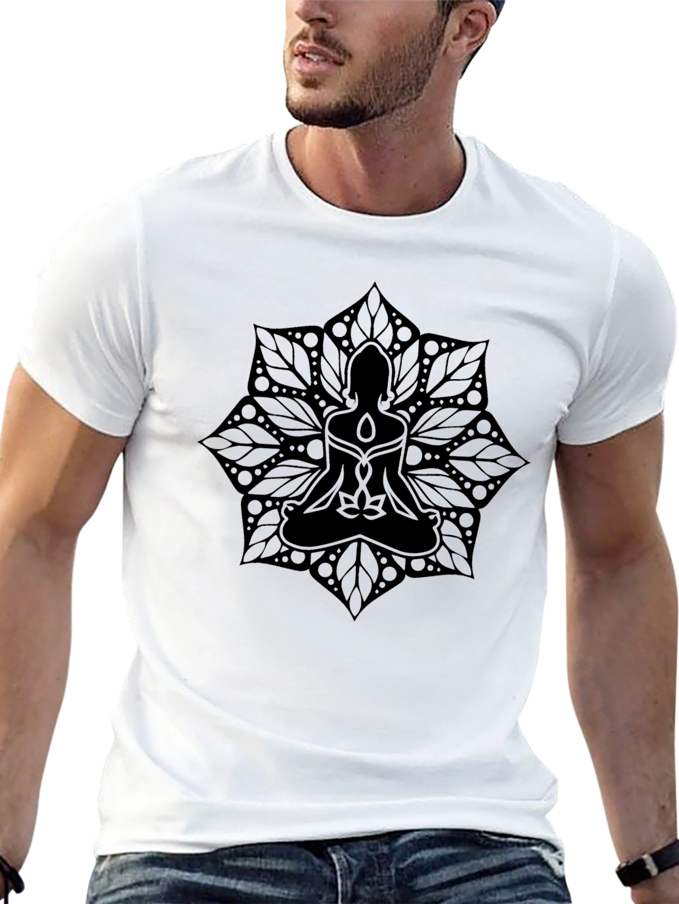 Camiseta Negra Mandala Yoga Meditación