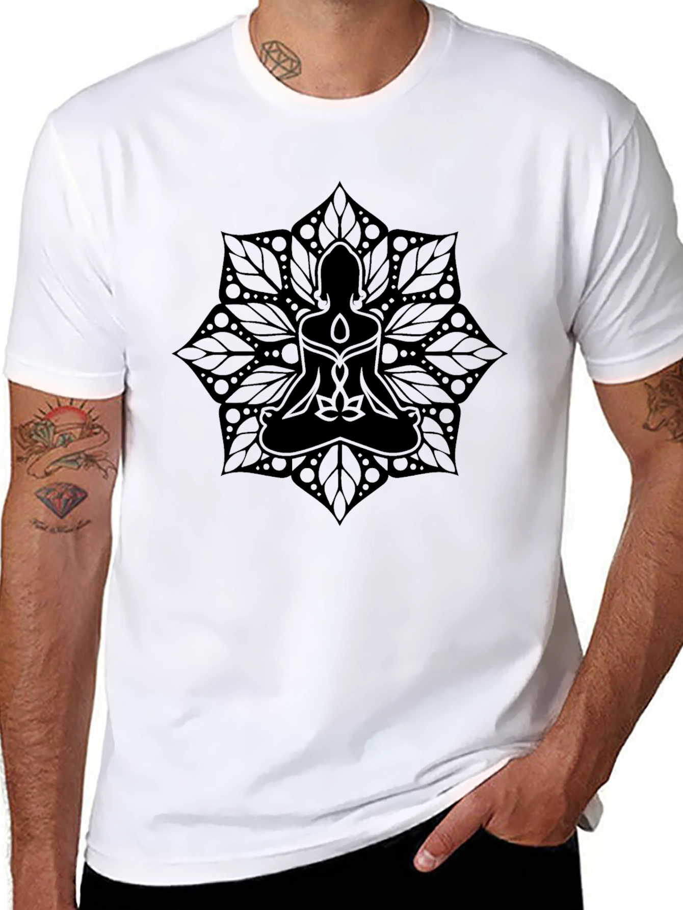 Camiseta Negra Mandala Yoga Meditación