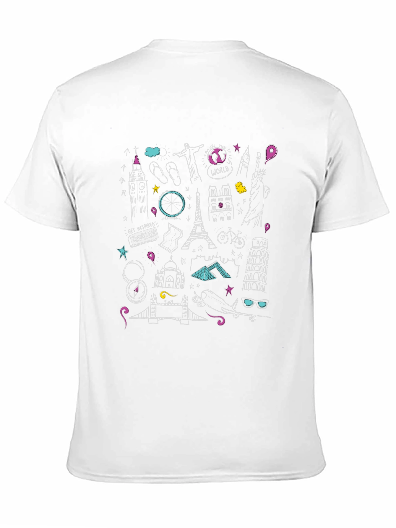 Camiseta Negra con Diseño de Viajes