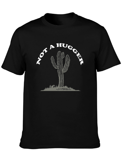 Camiseta Negra: No Soy Abrazador - Diseño Cactus