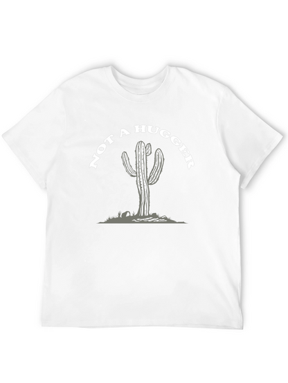 Camiseta Negra: No Soy Abrazador - Diseño Cactus