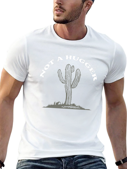 Camiseta Negra: No Soy Abrazador - Diseño Cactus