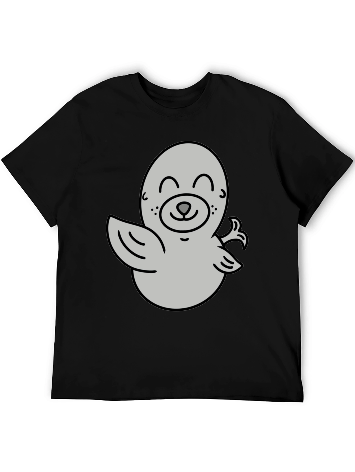 Camiseta Negra con Diseño de Foca Amigable