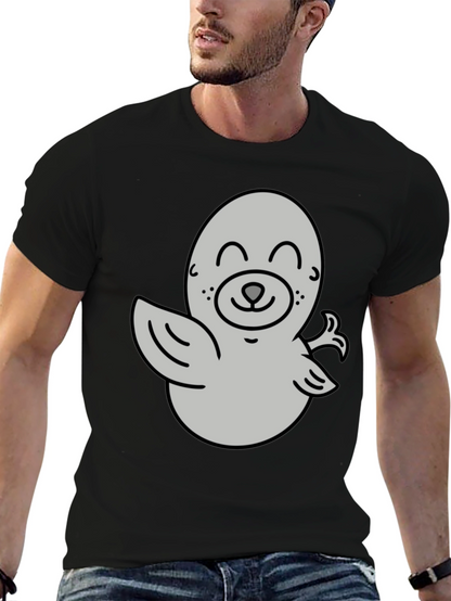 Camiseta Negra con Diseño de Foca Amigable