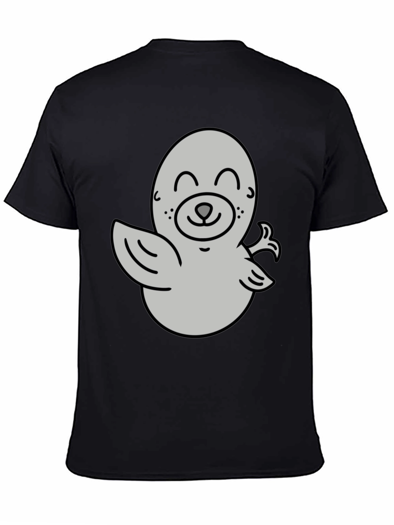 Camiseta Negra con Diseño de Foca Amigable