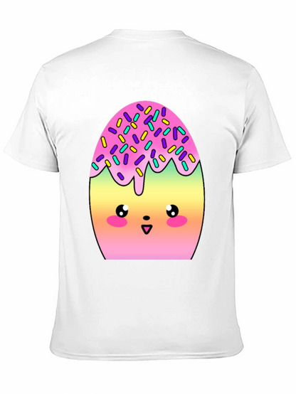 Camiseta Negra con Divertido Diseño de Huevo Kawaii