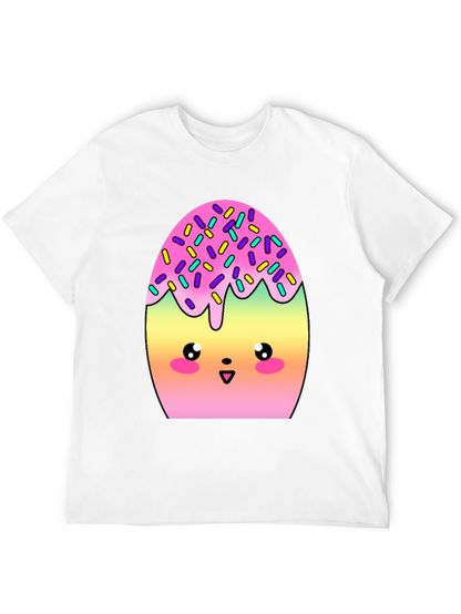 Camiseta Negra con Divertido Diseño de Huevo Kawaii
