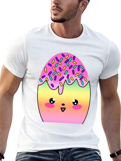 Camiseta Negra con Divertido Diseño de Huevo Kawaii