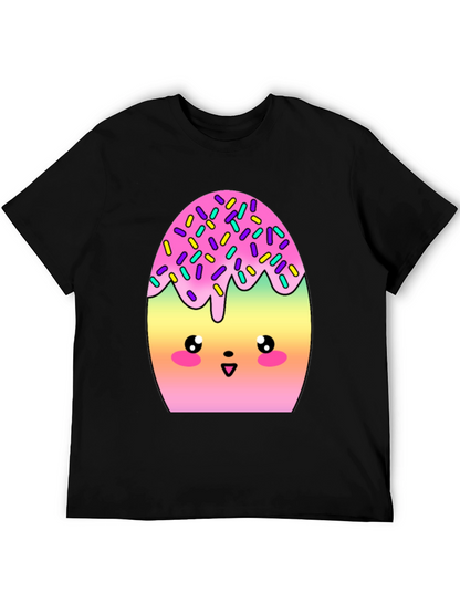 Camiseta Negra con Divertido Diseño de Huevo Kawaii