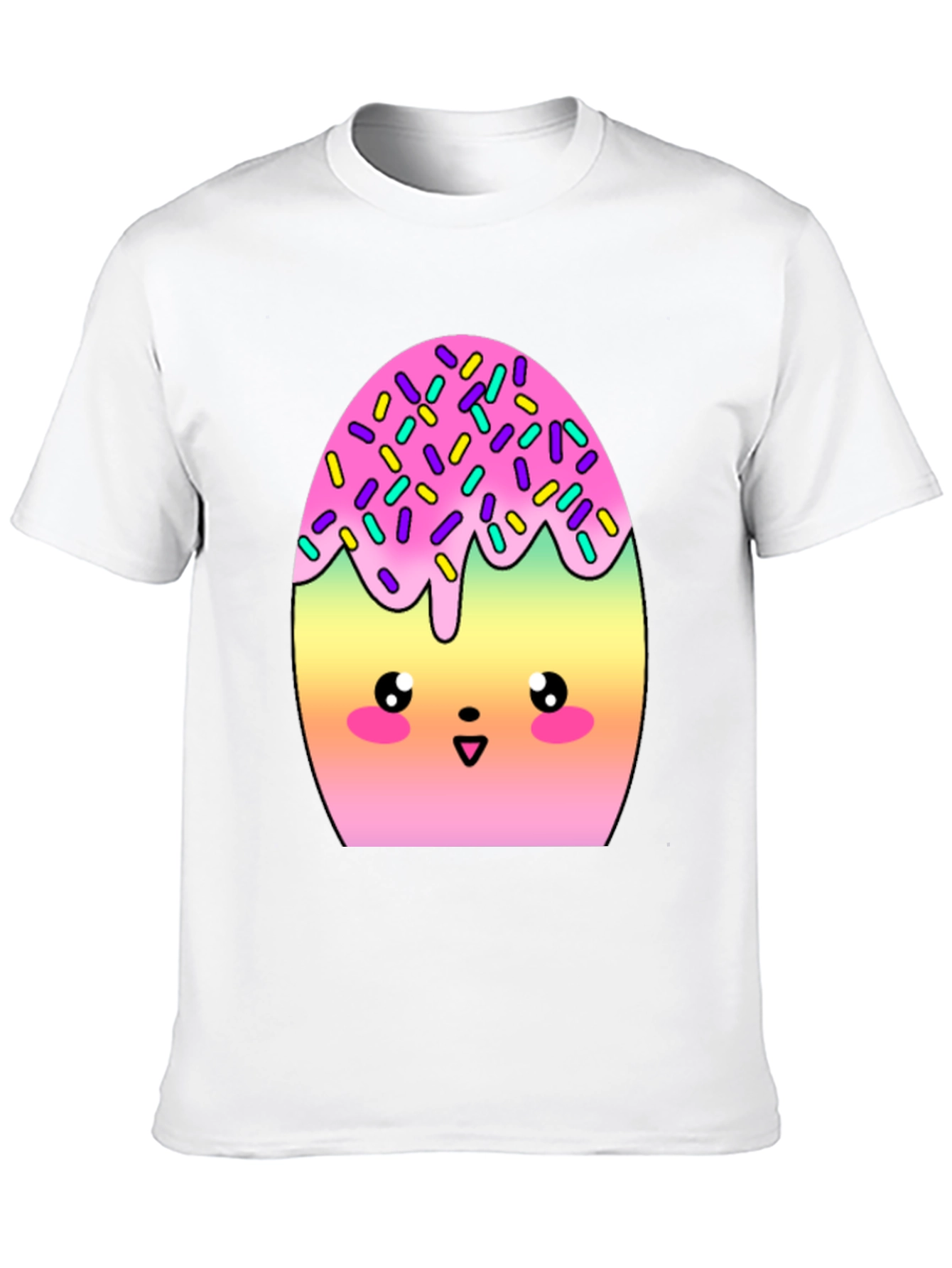 Camiseta Negra con Divertido Diseño de Huevo Kawaii