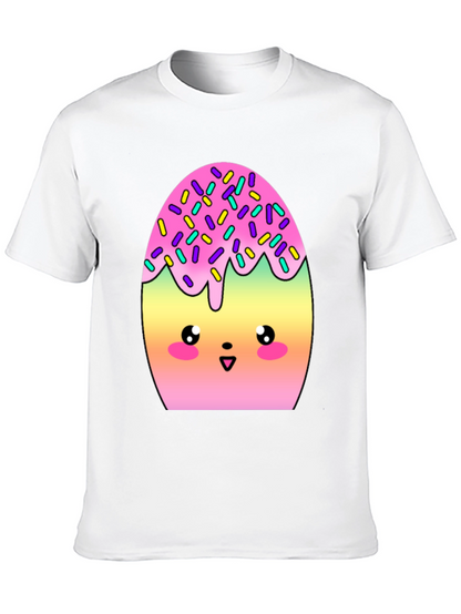Camiseta Negra con Divertido Diseño de Huevo Kawaii